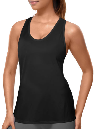 Tank Top for Women 2024 Workout Tank Tops Woman Long Athletic Racerback Tank Tops for Women Compression Sleeveless Shirts Medium Black