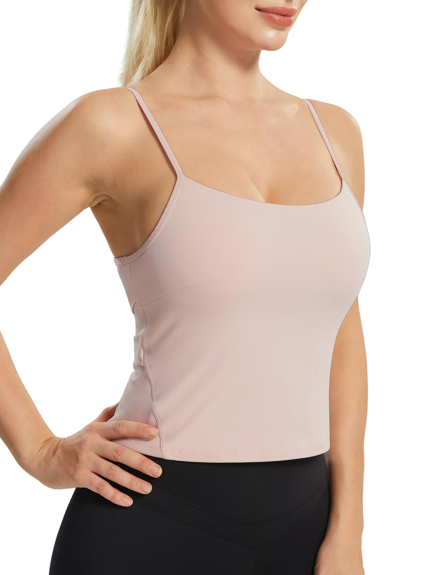 PERSIT Workout Tank Top for Women Square Neck - Criss Cross Back Yoga Bra Top Casual Camisole with Built-in Bra