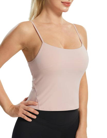 PERSIT Workout Tank Top for Women Square Neck - Criss Cross Back Yoga Bra Top Casual Camisole with Built-in Bra